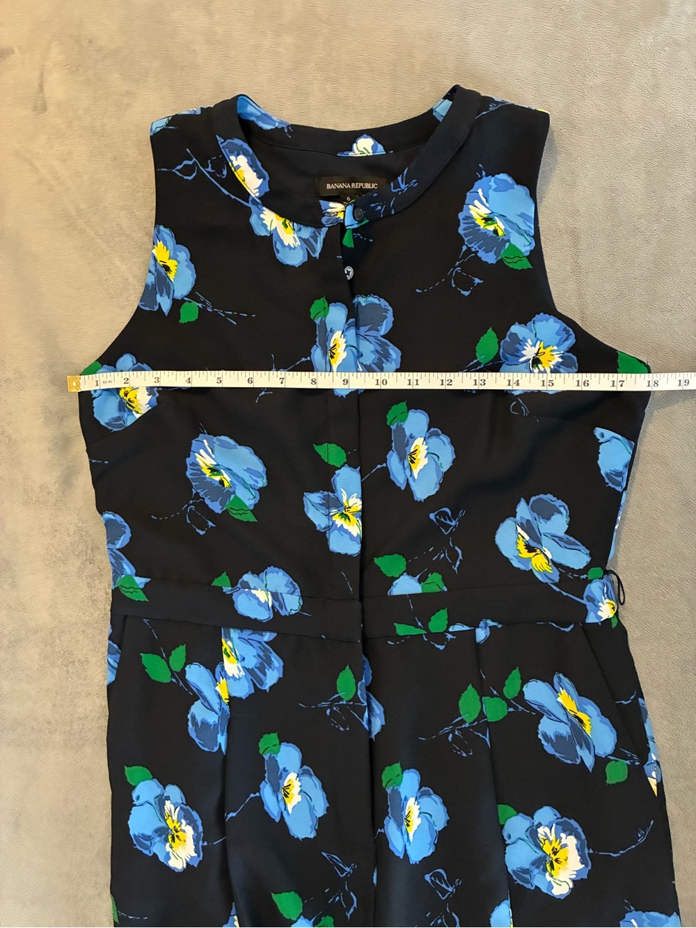 Banana Republic Navy Floral Sleeveless Wide-Leg Jumpsuit - Picture 12 of 15